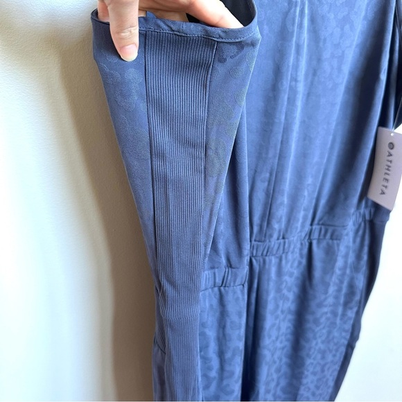 NWT Brooklyn Textured Jumpsuit Slate Blue Leopard Cheetah Print Stretch - Picture 7 of 15